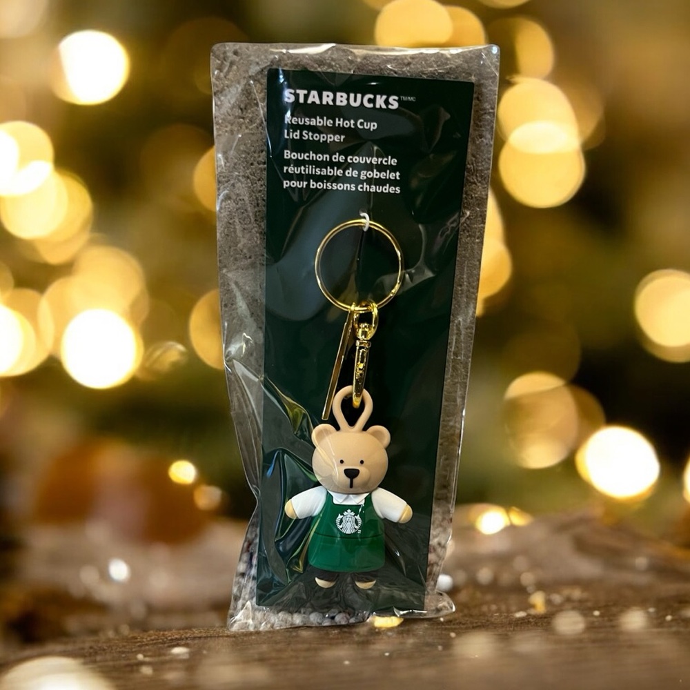 🆕 Starbucks Bearista 2025 Reusable Hot Cup Lid Stopper Key Chain - Picture 4 of 8